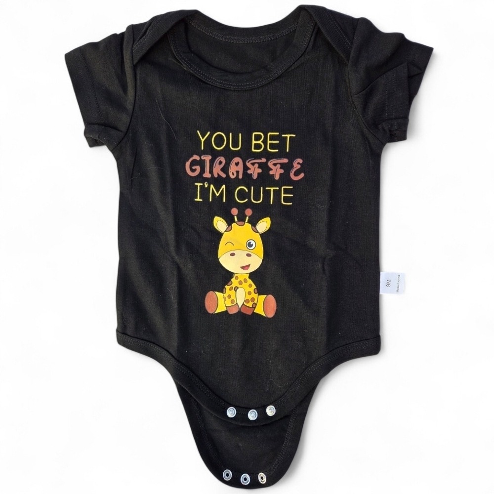 Cute Kids Bodysuit 3 Piece Set - Grey, Pink, Black, Size 9 Months - Picture 4 of 4